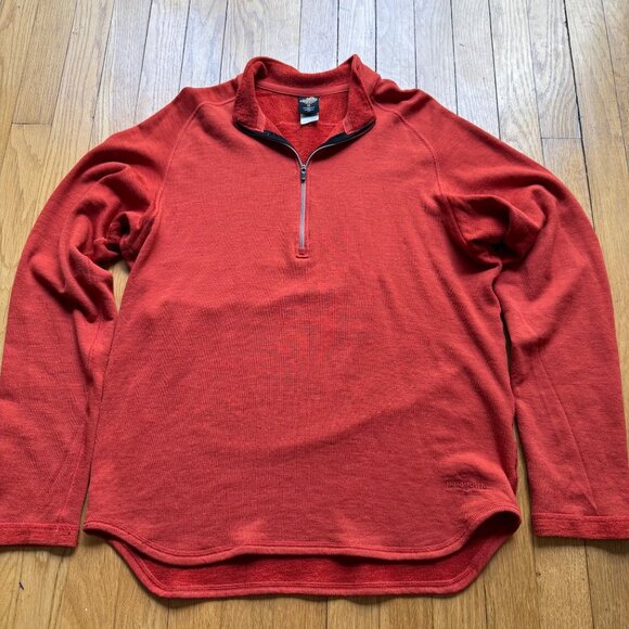 Patagonia Size M Burnt Orange Merino Wool 1/4 Zip Performance Base Layer Shirt - Picture 3 of 16
